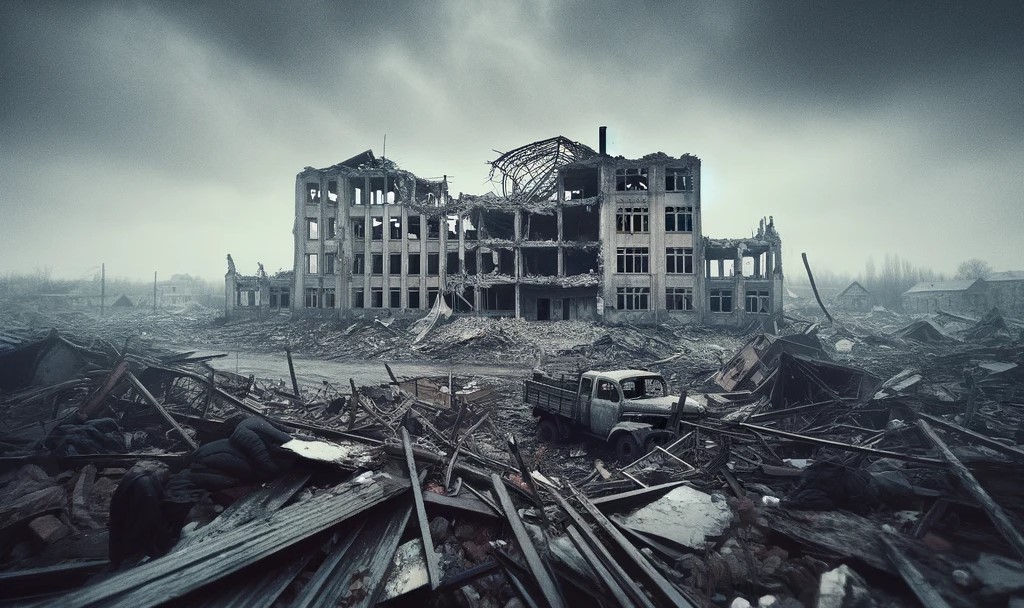 school extensively damaged by a Russian missile strike in Dnipro
